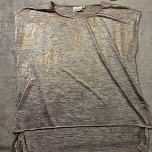 Dantelle Women XL Boho Gold Metallic Space Dye High Low Knit Tunic Gold Shimmer